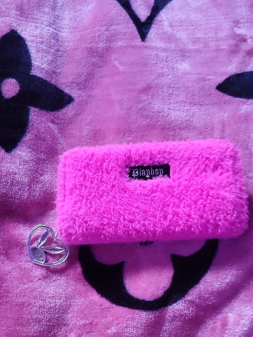 PLAYBOY Hot Pink Fur Wallet With Playboy Charm